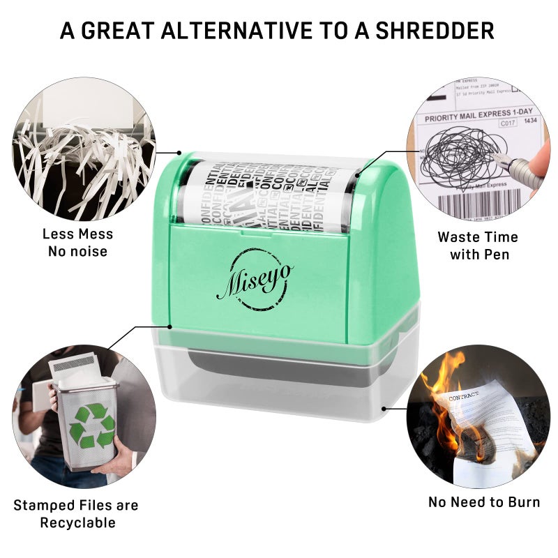 Miseyo Wide Roller Stamp Identity Theft Stamp 1.5 Inch Perfect for Privacy Protection - Mint Green - Image 5